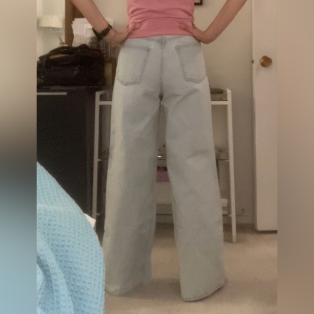 Zara light blue wide leg high waisted jeans size 40 - Picture 3 of 10